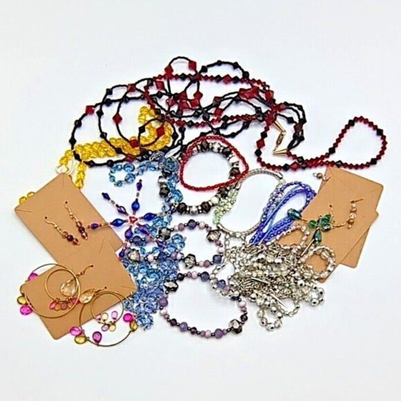 BLING Lot Bundle of 15 - Costume Jewelry CRYSTALS Mixed for Crafting Wearing - Picture 8 of 9